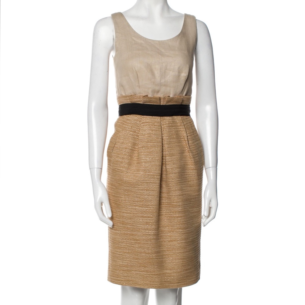 Dolce & Gabbana (D&G) Gold Foil Sleeveless Tweed Dress Sz 40